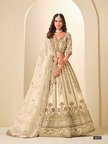 Anaita White Art Silk Lehenga Choli With Heavy Embroidery Work