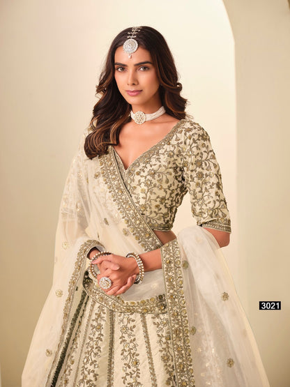 Anaita White Art Silk Lehenga Choli With Heavy Embroidery Work