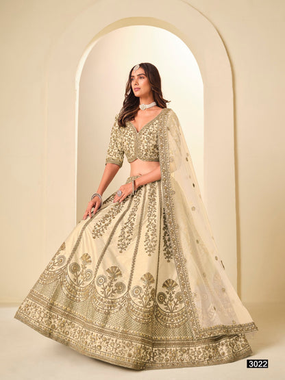 Anaita White Art Silk Lehenga Choli With Heavy Embroidery Work