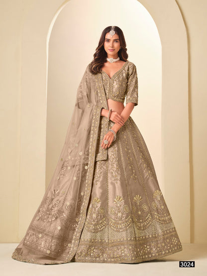 Anaita Brown Art Silk Lehenga Choli With Heavy Embroidery Work