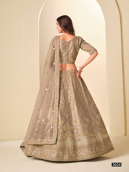 Anaita Brown Art Silk Lehenga Choli With Heavy Embroidery Work