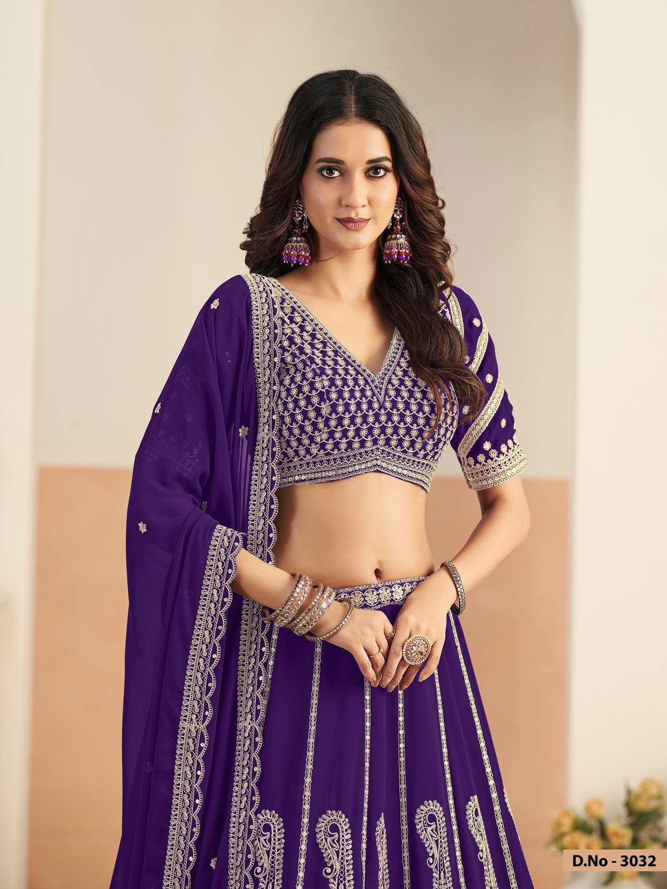 Anaita Violet Faux Georgette Lehenga Choli With Sequence Work