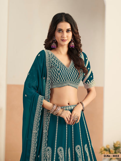 Anaita Teal Green Faux Georgette Lehenga Choli With Sequence Work