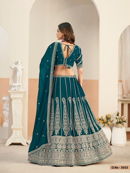 Anaita Teal Green Faux Georgette Lehenga Choli With Sequence Work