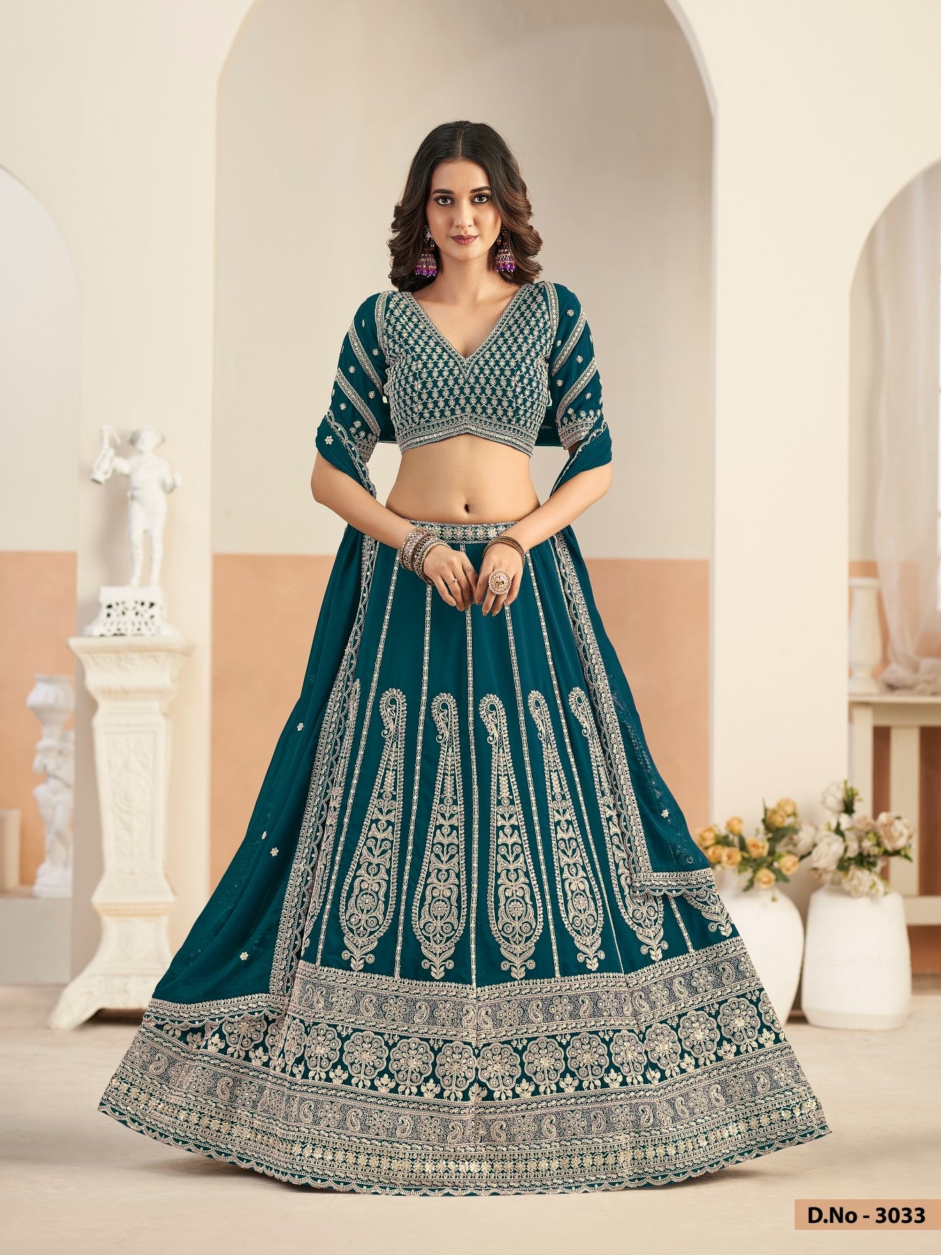 Anaita Teal Green Faux Georgette Lehenga Choli With Sequence Work