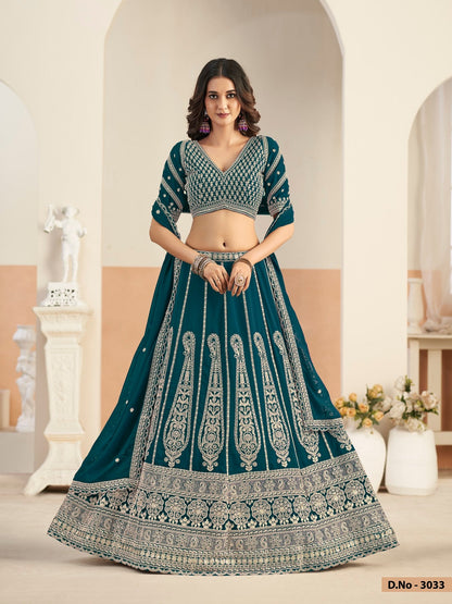 Anaita Teal Green Faux Georgette Lehenga Choli With Sequence Work