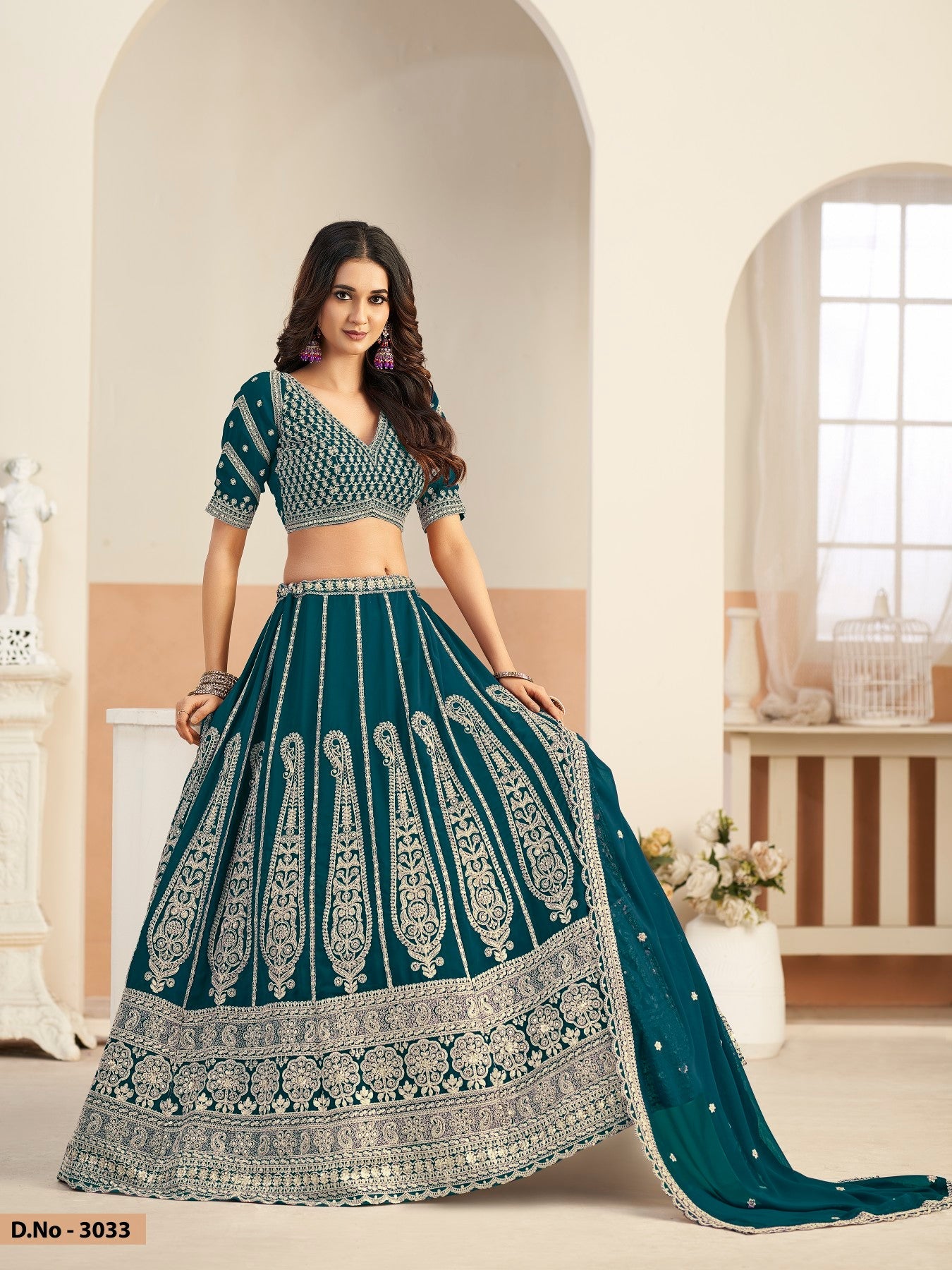Anaita Teal Green Faux Georgette Lehenga Choli With Sequence Work