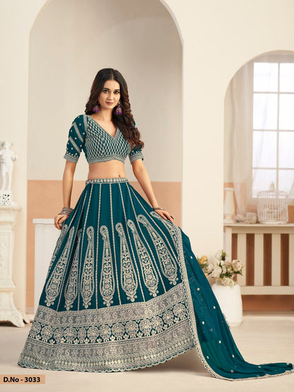 Anaita Teal Green Faux Georgette Lehenga Choli With Sequence Work