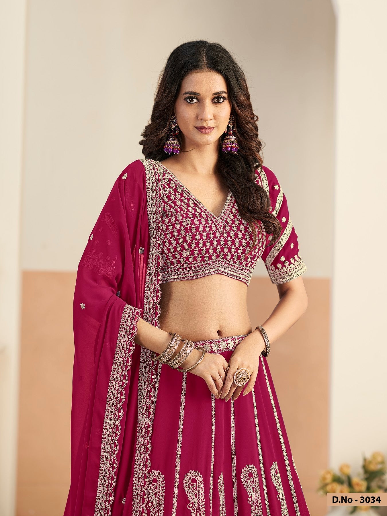 Anita Rani Pink Faux Georgette Lehenga Choli With Sequence Work