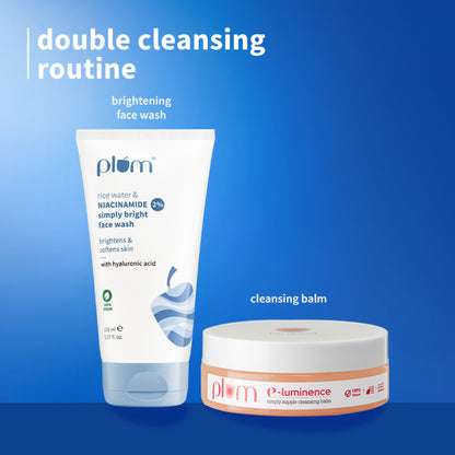Plum E-Luminence Cleansing Balm and 2% Niacinamide and Rice Water Face Wash