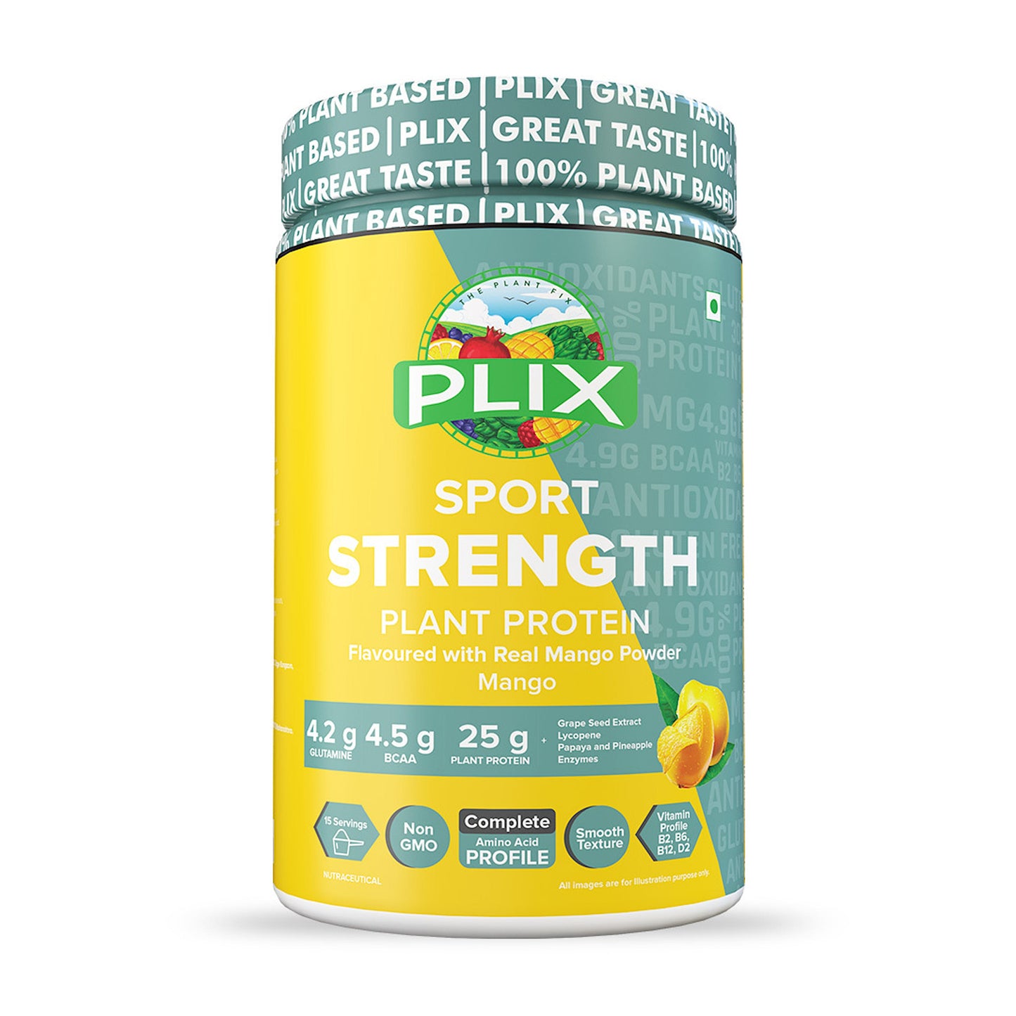 Plix Strength 25G Plant Protein Powder - Premium Plant-Based Protein for Fitness & Wellness, 500g