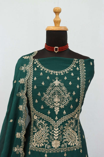 Anaita D Green Vichitra Silk Suit with Embroidery & Sequence Work