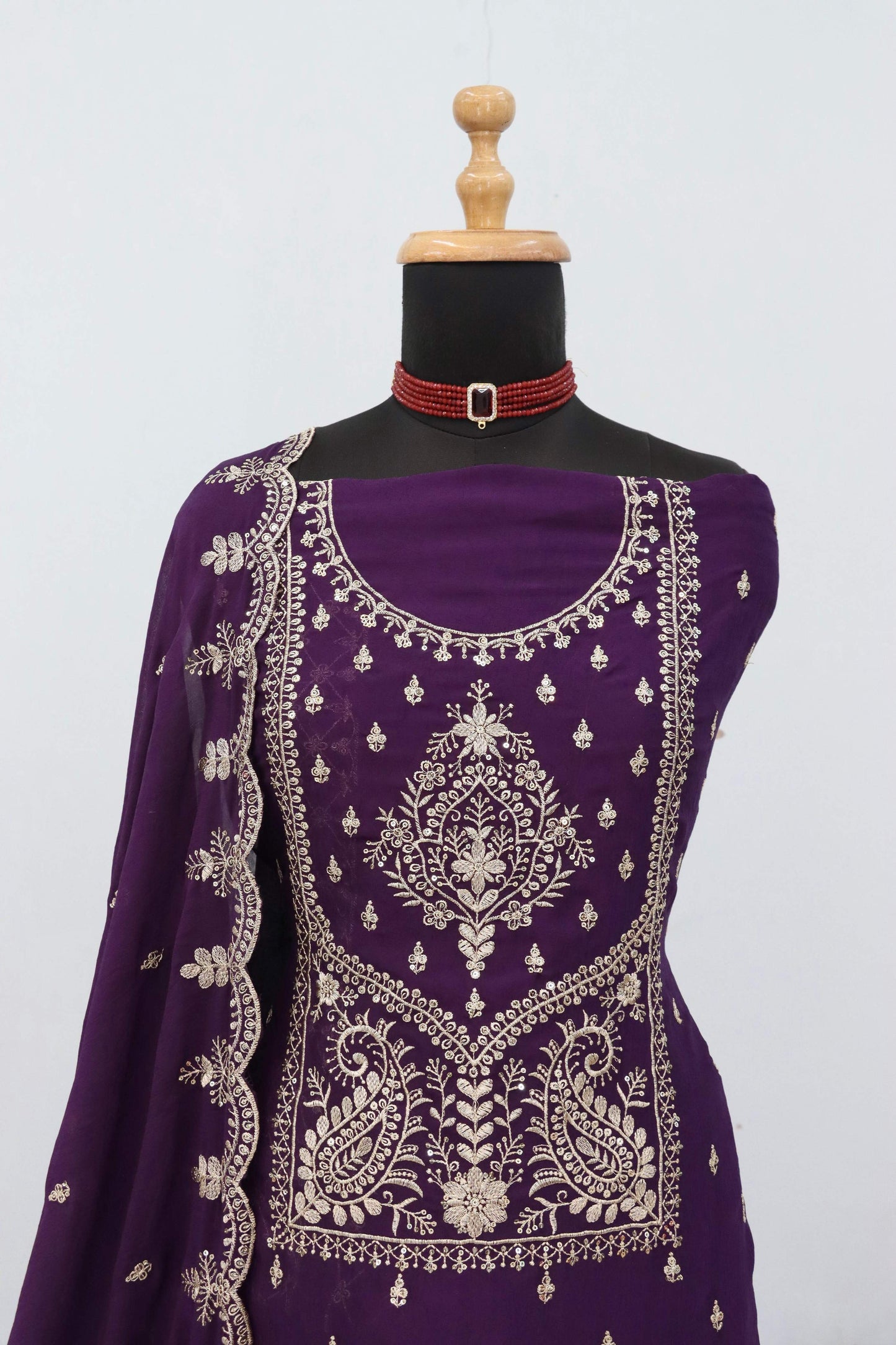 Anaita Purple Vichitra Silk Suit with Embroidery & Sequence Work