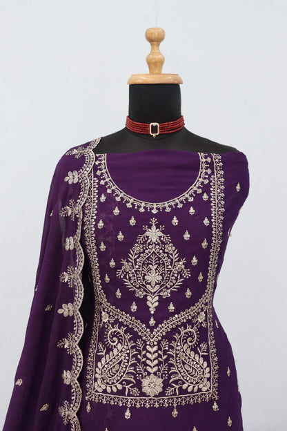 Anaita Purple Vichitra Silk Suit with Embroidery & Sequence Work