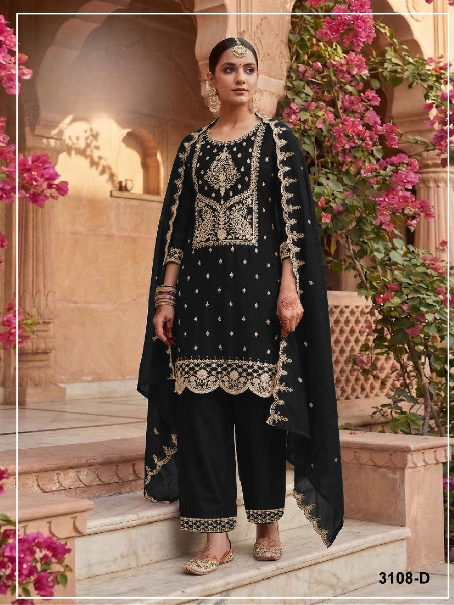 Anaita Black Vichitra Silk Suit with Embroidery & Sequence Work