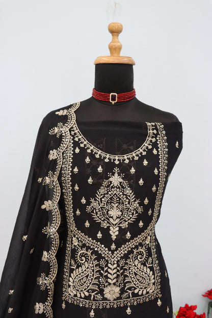 Anaita Black Vichitra Silk Suit with Embroidery & Sequence Work