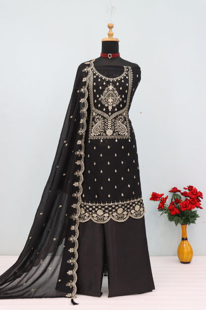 Anaita Black Vichitra Silk Suit with Embroidery & Sequence Work