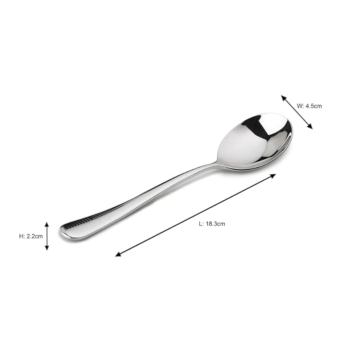 Arttdinox Stainless Steel Decoline Soup Spoon Set of 6 | Dishwasher Safe | Modern Elegance | Serveware & Tableware
