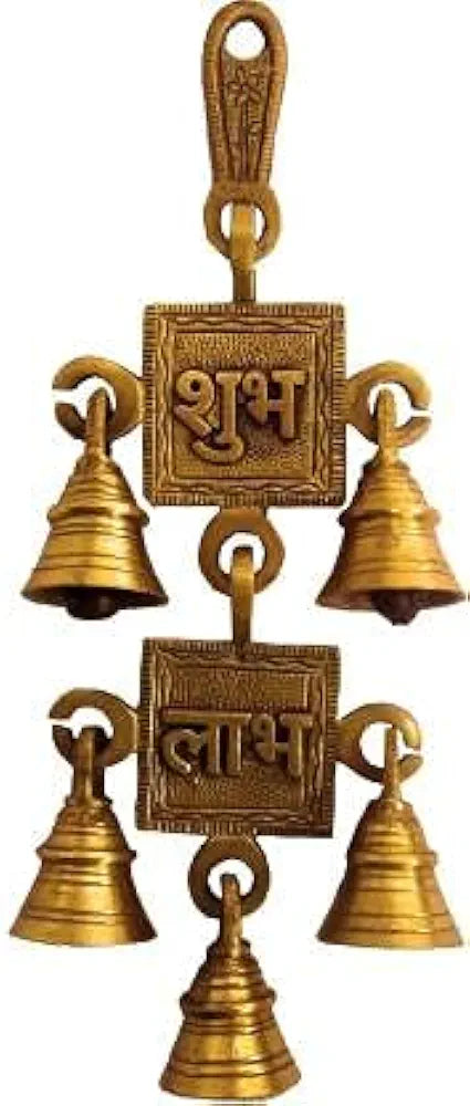Uapan MetalCraftT Brass Brass Shubh Labh Hanging Bells Set
