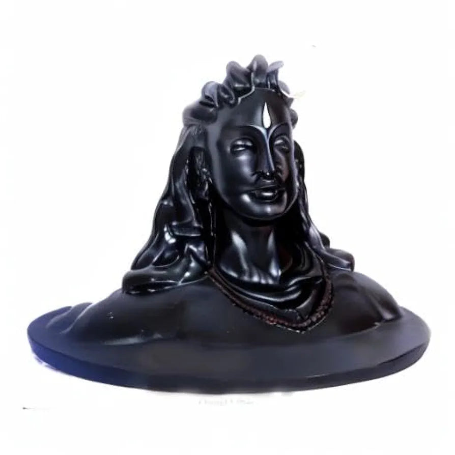 Jaipur Ace Polyresin Lord Adiyogi Mahadev Shiv Shankara Showpiece Idol Murti Statue for Car Dashboard 15x15 Cm Black