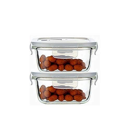 Femora Borosilicate Glass Containers for Kitchen | Storage Box for Kitchen With Air Vent Lid | Set of 2 | 300 Ml Each