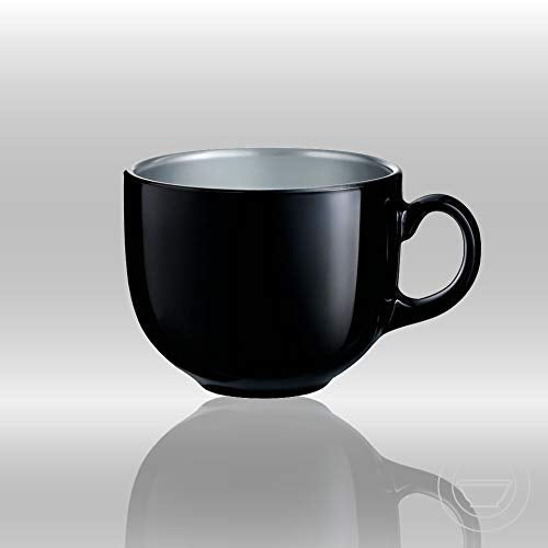 Femora Indian Ceramic Jumbo Coffee Mug Soup Mug Maggie Mug | 400 Ml | Black | Microwave Safe & Freezer Safe | Set of 1