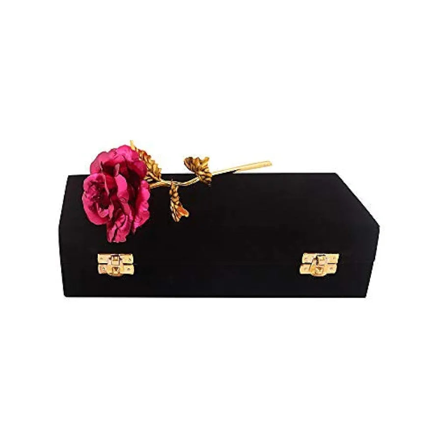 Forever Love Pink Rose Artificial Flower Velvet Box Pink