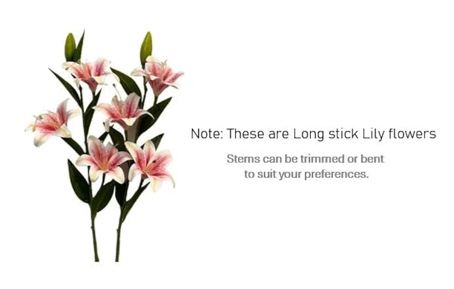 Decor Artificial Lily Flower Bunch Long Stem Perfect Vase/Pot Decoration Set Of 3 Stems