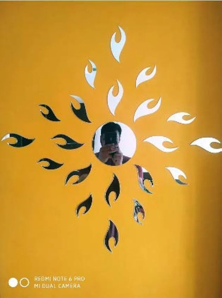 Bikri Kendra Acrylic Wall Mount Sun 3D Decorative Mirror Wall Stickers Silver