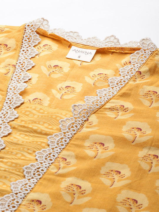 Anayna Printed Regular Pure Cotton Kurta with Trousers & With Dupatta