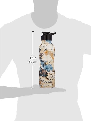 Solimo Copper Meenakari Printed Bottle with Sipper, 950 ml, White