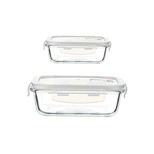 Femora Borosilicate Glass Containers for Kitchen | Storage Box for Kitchen With Air Vent Lid | Set of 2 | 1000 Ml, 1500 Ml