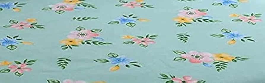 The Home Style Cotton Feel Glace Cotton Printed Double Bed Bedsheet With 2 Pillow Cover 300 TC Sea-Green Pista