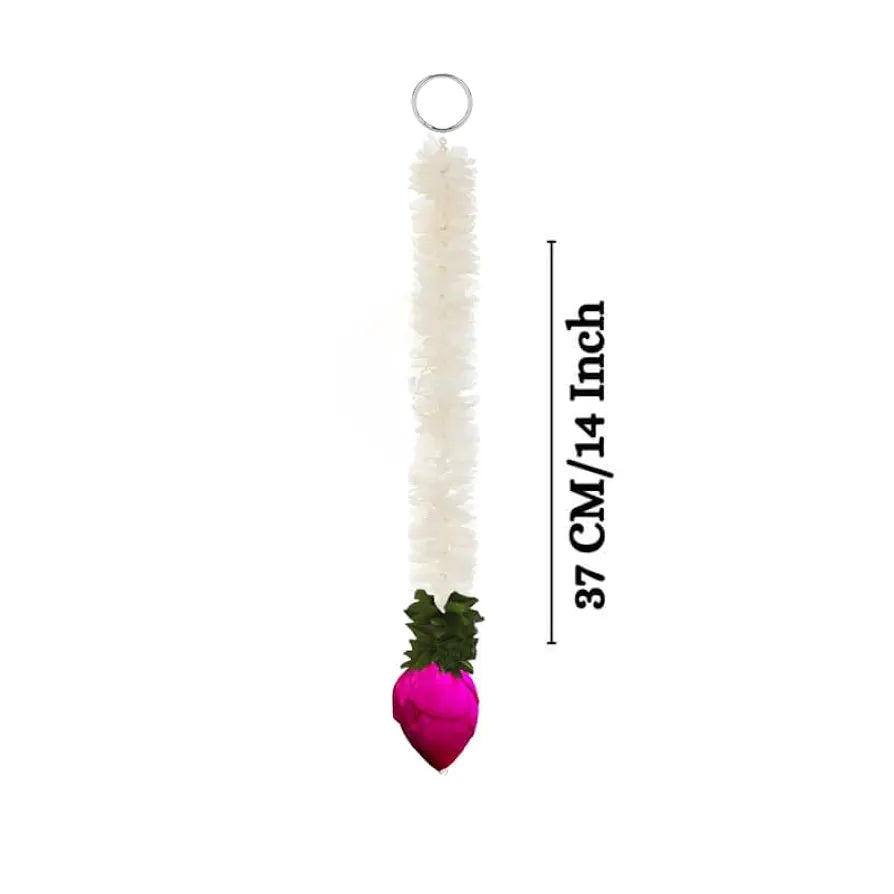 Garlands for Home Decoration Lotus Hangings  Offwhite Fabric & Solawood Lotus Buds Flower Garlands Pack of 5