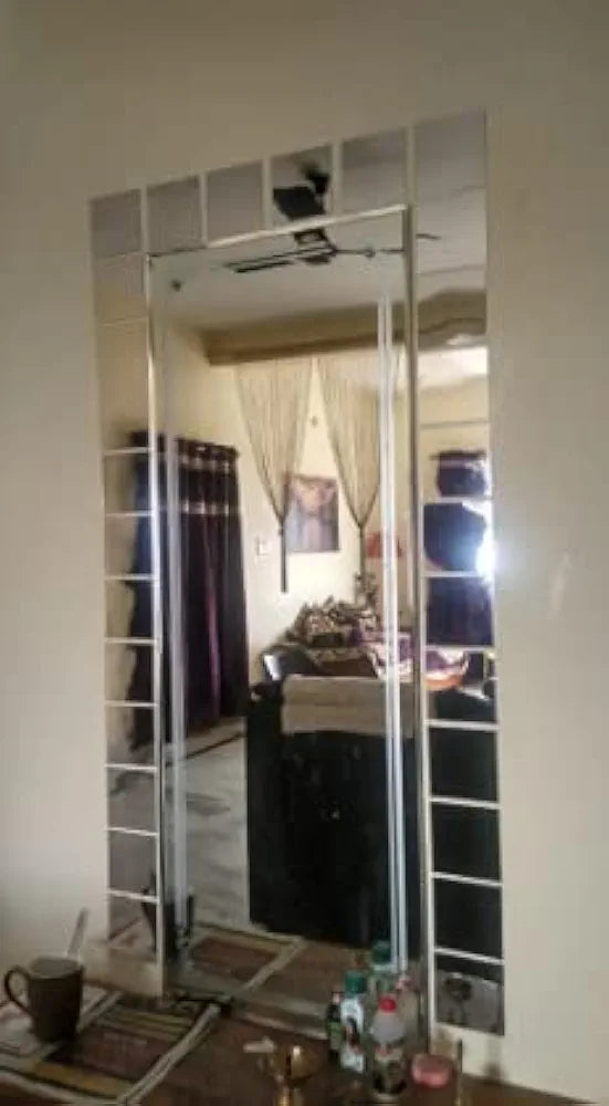 Bikri Kendra 60 Big Square Silver Mirror Stickers for Wall Acrylic Mirror Sticker 3D Acrylic
