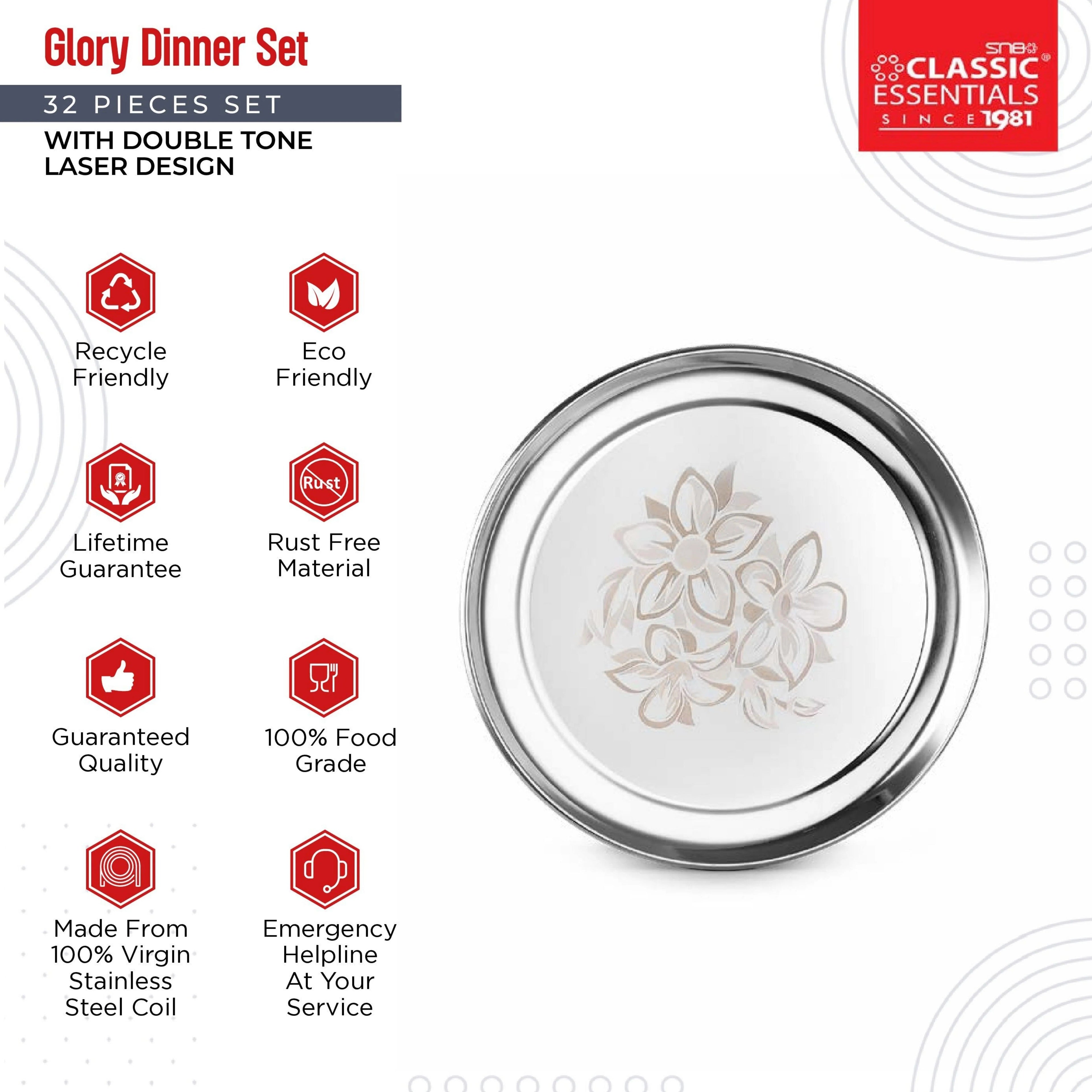 Classic Essentials Stainless Steel 12 Piece Glory Dinner Set