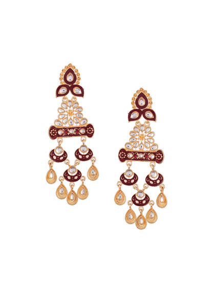 Shoshaa Red Contemporary Drop Earrings