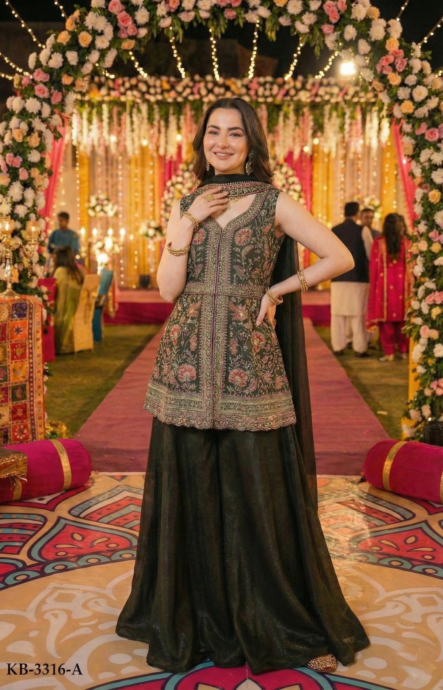 Anaita Mehendi Georgette Stitched Suit With Multi Embroidery & Sequence Work