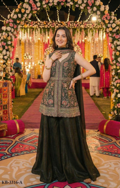 Anaita Mehendi Georgette Stitched Suit With Multi Embroidery & Sequence Work