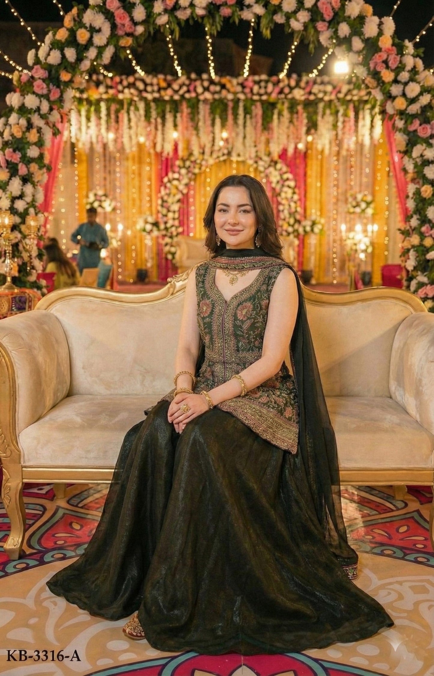 Anaita Mehendi Georgette Stitched Suit With Multi Embroidery & Sequence Work