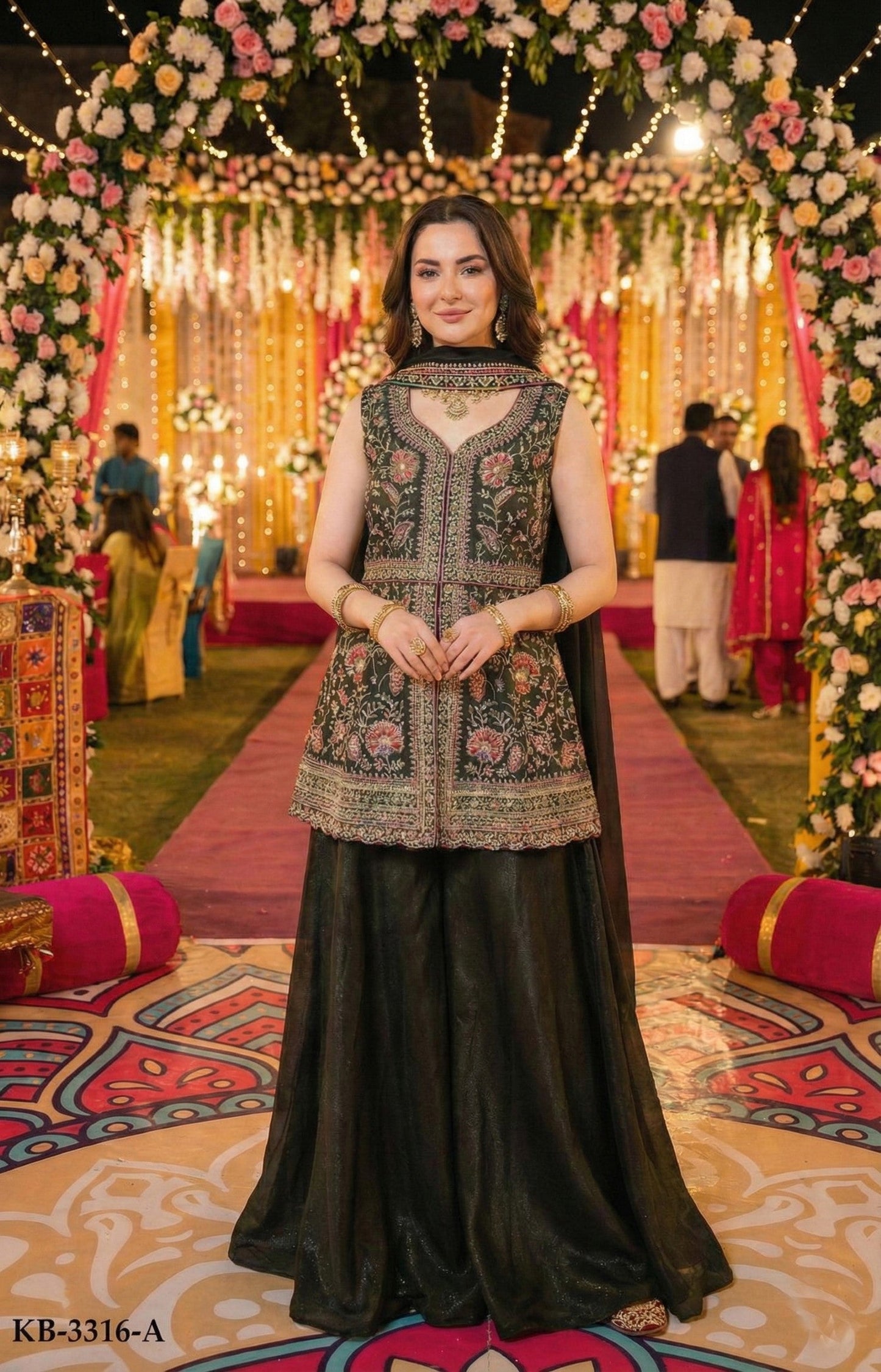 Anaita Mehendi Georgette Stitched Suit With Multi Embroidery & Sequence Work