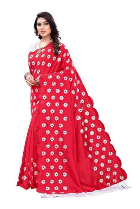 Vamika Zoya Silk Embroidered Red Saree (RAKHI RED)