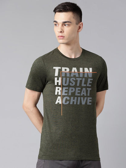 Alcis Typography Printed Dry Tech Slim Fit T-shirt
