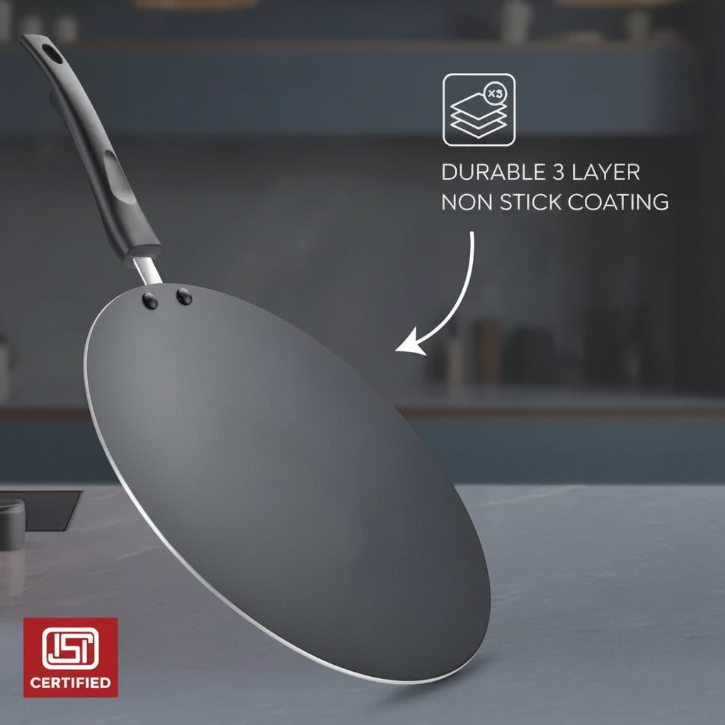 Judge by Prestige Everyday Non-Stick Concave Tawa Low Oil Cooking Cool Touch Handle