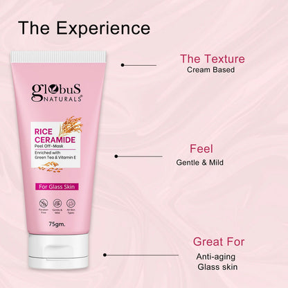 Globus Naturals Rice Ceramide Peel Off Mask, For Korean Glass Skin