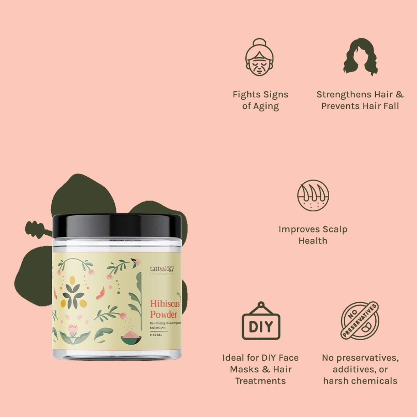 Tattvalogy Hibiscus Powder-Strengthens Hair Follicles, Anti-Aging Pack for Natural Skin & Hair Care