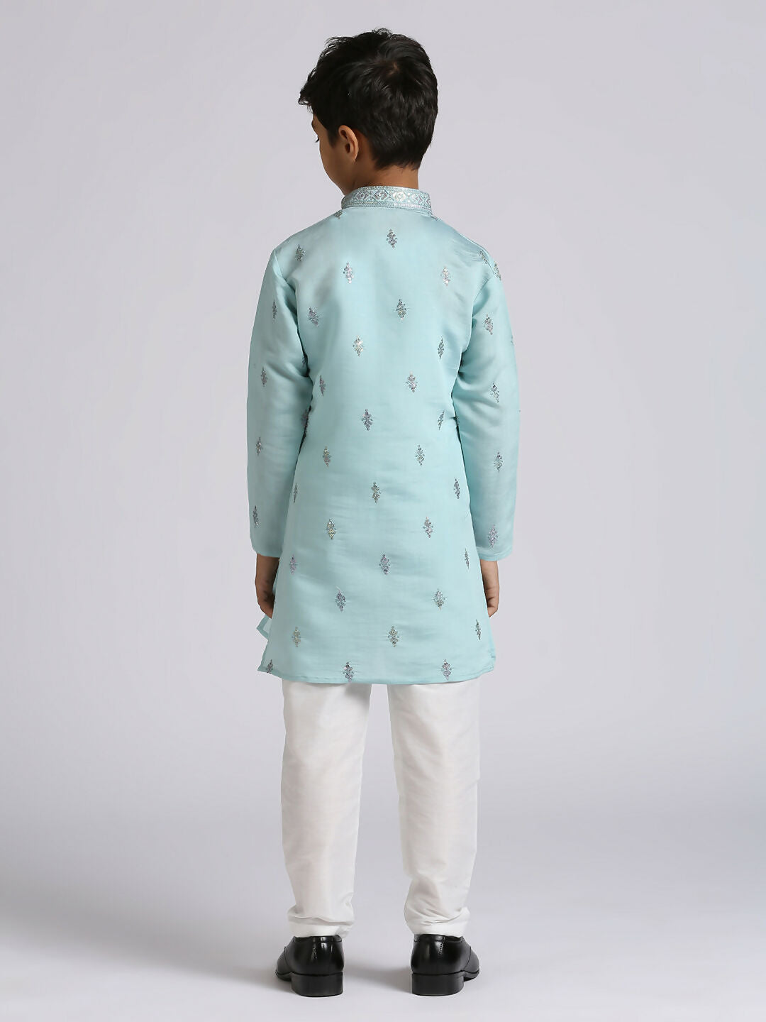 Joban Fashion Kids Island Ethnic Wear with Silk Sequence Embroidery Kurta and Pyjama Set - Teal Blue