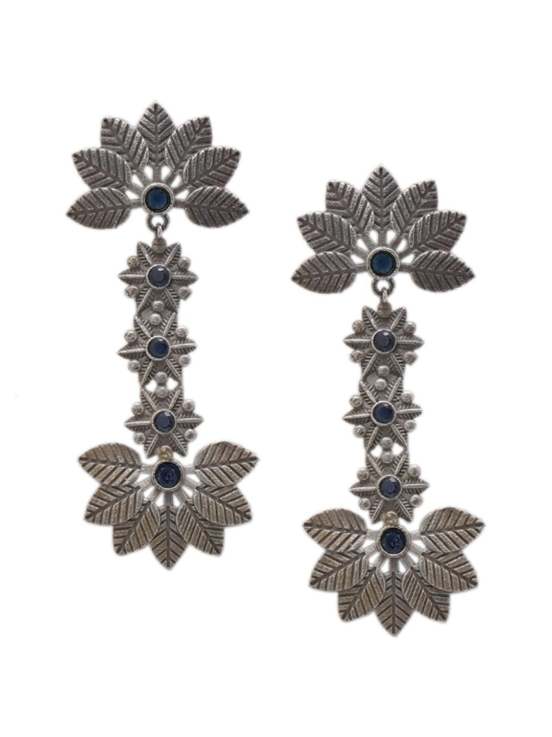 Shoshaa Silver-Toned Contemporary Drop Earrings