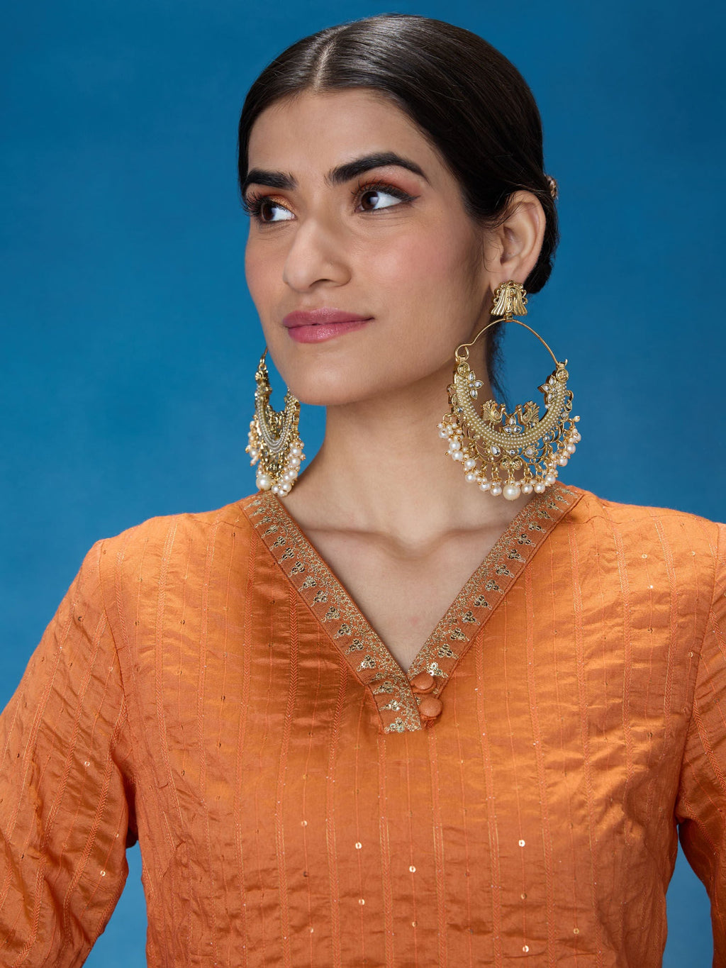 Likha Rust Rangbahar Lurex Chanderi with Sequence Co-ord Set LIKSKD266 (Set of 2)