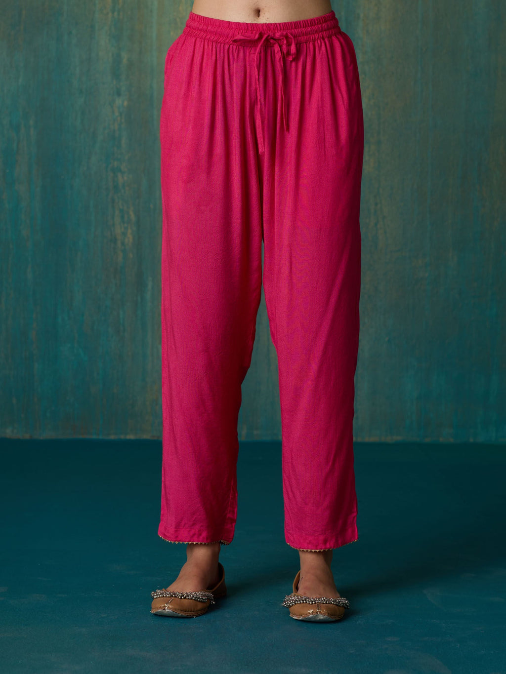 Likha Fuschia Rangbahar Sequence Chanderi Kurta Pant and Dupatta LIKSKD267 (Set of 3)